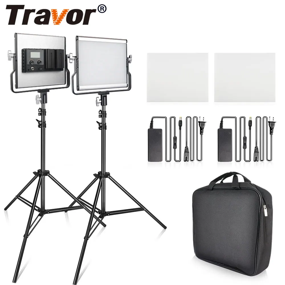 Travor 2 в 1 двухцветная L4500 светодиодный видео свет комплект студийный свет с U образный кронштейн 3200 K-5600 K CRI96 фотографии освещение для YouTube