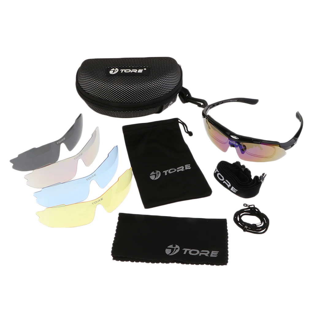 1 Set Polarized Sunglasses, 1 Eeyeglass Frame, 5 Pieces Lens, 1 Piece Glasses Cloth, 1 Piece Strap, 1 Piece Rope, 1 Piece Bag