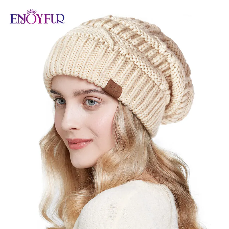 ENJOYFUR sloudy cap s для зимы Женская Осенняя шапка оверсайз шапочки для девочек модная женская шапка - Цвет: 09