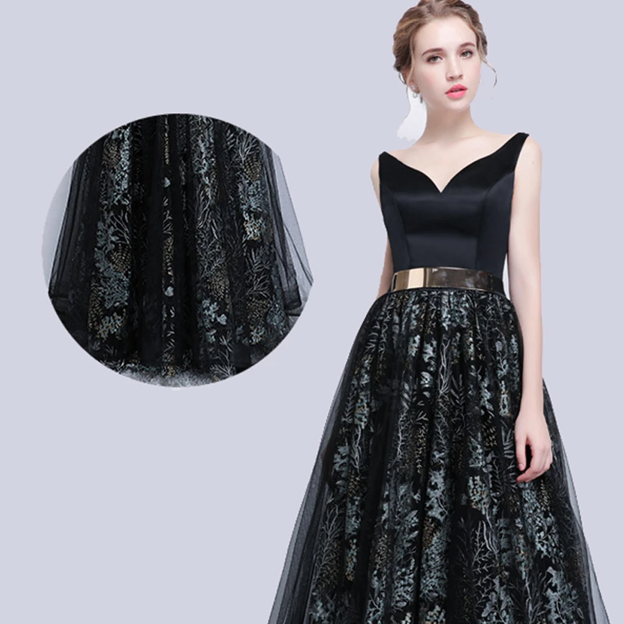 Vestido de festa longo, черное платье без рукавов, новинка, открытая спина, вышитый тюль, пояс, украшение, сексуальные длинные вечерние платья