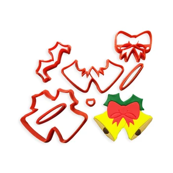 

Christmas Cupcake Holiday Bells Candy Cane Stocking Shape Fondant Cutters for Xmas Celebrating Cakes Cookies 3D Printed