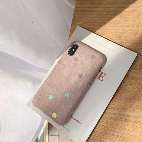 Милые, в горошек замшевые чехлы для телефонов iPhone 11 Pro Max XR XS Max X Fashion shell чехол для iPhone 7 8 6 6S Plus Роскошный чехол capa - Цвет: Pink