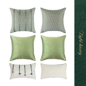 

45x45/50x30cm luxury green satin cushion cover pillowcase sofa decorative gems pillow cover backrest