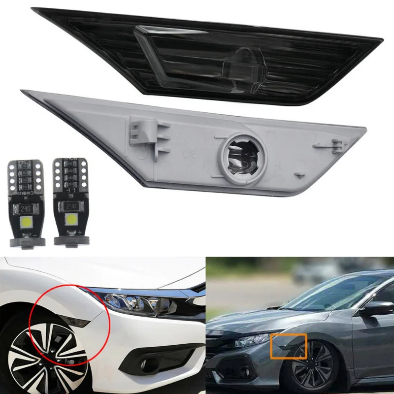 Дымовая линза светодиодный, боковой, габаритный фонарь с лампами для Honda Civic-* с белым светодиодный лампочкой