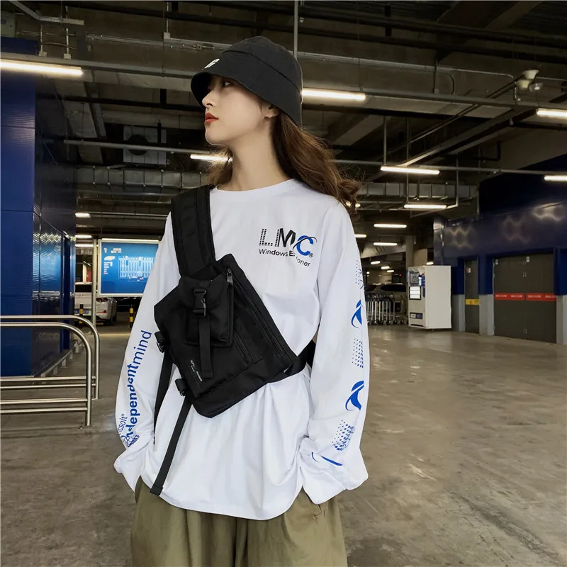 Многофункциональные модные мужские сумки через плечо, водонепроницаемые нейлоновые нагрудные сумки в стиле хип-хоп, черные мессенджеры, сумка на плечо, уличная