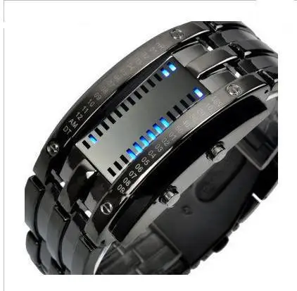 

Fashion LED Iron Man Tungsten Steel Textured Binary Double-Line Fashion Students Lava Watrproof Watch
