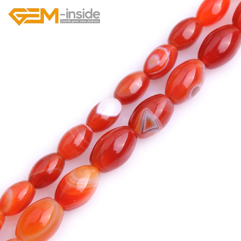 Olivary Shape Sardonyx Carnelian Bead Natural Stone Beads 6x9mm 8x12mm Loose For Jewelry Making Strand 15 Inches Wholesale | Украшения и