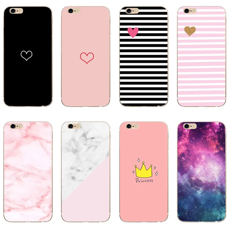 Phone Case For Capinha iphone X 10 6S 6 7 8 Plus Silicone Marble Love Heart Luxury Girl Back Cover se 5s 5 6s Bags | Мобильные