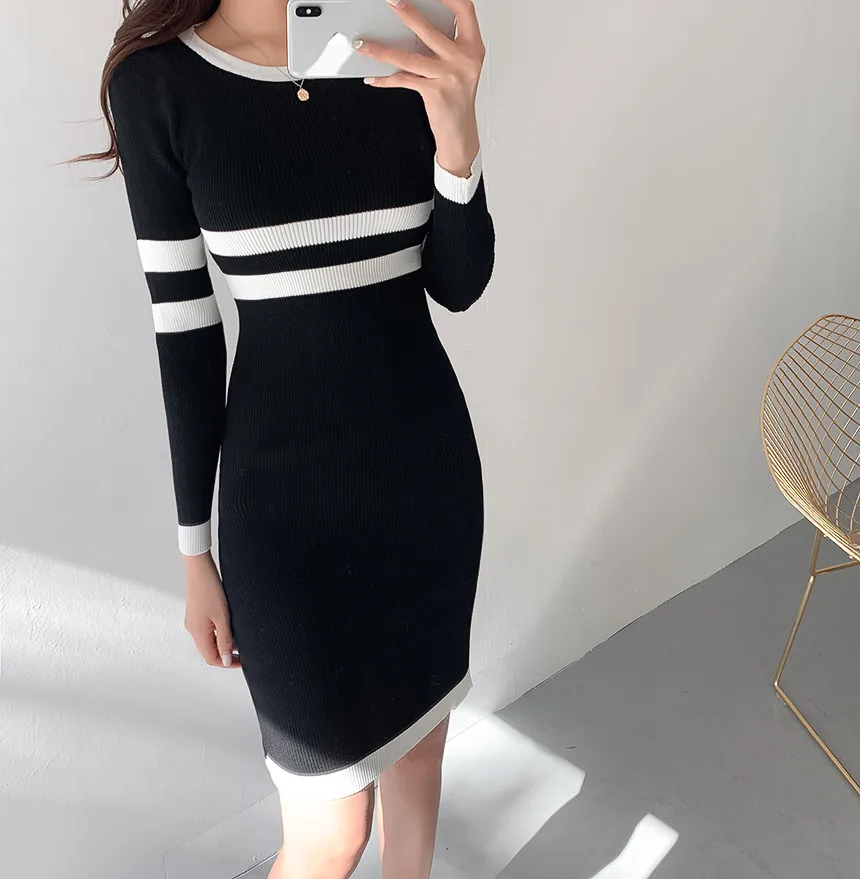 FREE SHIPPING Women Sheath Knitted Dresses Elegant Sexy Bottoming Knit Pencil Dress JKP5873