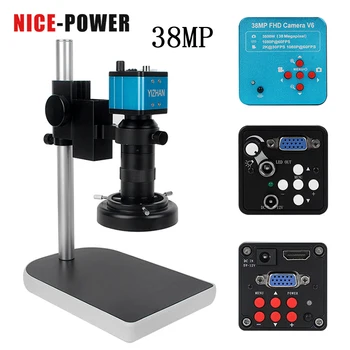 

HD 38MP Digital Microscope For Electronics Soldering Electron Microscope 130x Lens VGA HDMI USB Microscope Camera