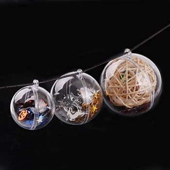 

20PC Transparent Christmas Ball 4/5/6/7/8/10cm Ornaments Navidad Decor Plastic Clear Bauble Xmas Ball Ornament Gift Present Box