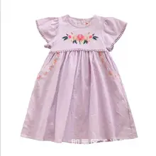 Летние Платья с цветочным рисунком для маленьких девочек, хлопковое платье принцессы с цветочной вышивкой для девочек, детское платье, детская одежда