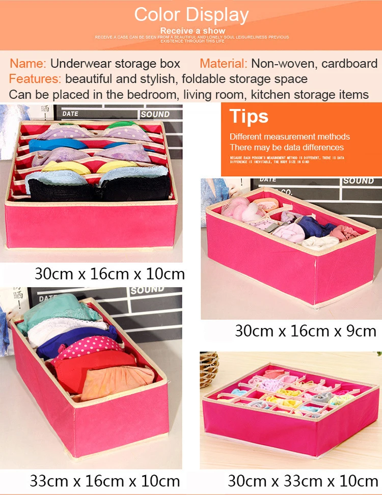 4Pcs Sale Multi-Size Bra Underwear Storage Bag Foldable Household Storage Box Scarf Socks Closet Storage Bag 33*16*10cm