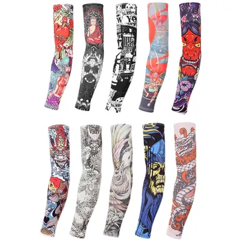 

Unisex Summer Fake Tattoo Arm Sleeves for Men Unisex Women Sunscreen Arm T shirt UV Protection Hip Hop Punk Slip On Tattoo