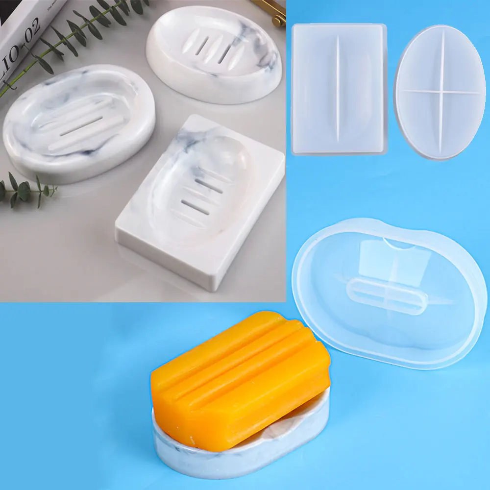 DIY Clay Casting Mold Soap Dish Leaking Drain Box Silicone Crystal UV Epoxy Resin Handmade Holder Storage | Дом и сад
