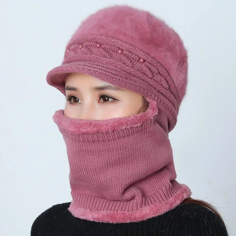

High Quality Woman Riding Mask Windproof Ear Protect Balaclava Skullies Beanies Winter Hats For Women Warm Knitted Cap Female