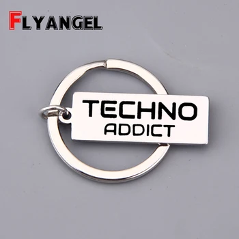 

Stainless Steel Keychain Engraved Techno is my culture Pendant High Quality Car Bag KeyChain Keyring Gift for Women Men Jewelry