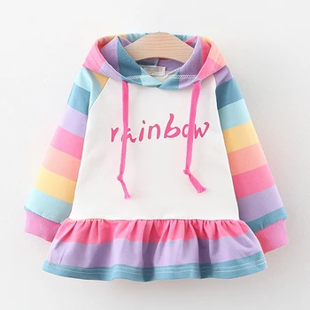 

Baby Girls Hoodie Pretty Rainbow Color Tops For Kids Fashion Children Hoodie Clothes Spring Autumn Clothing For Girl 1-3 Yrs