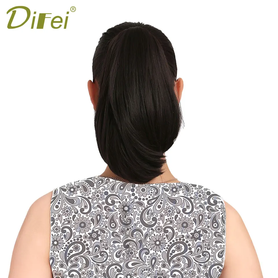 DIFEI 6 дюймов короткие прямые конский хвост термостойкие синтетические натуральные когти на волосах конский хвост волосы конский хвост шиньон