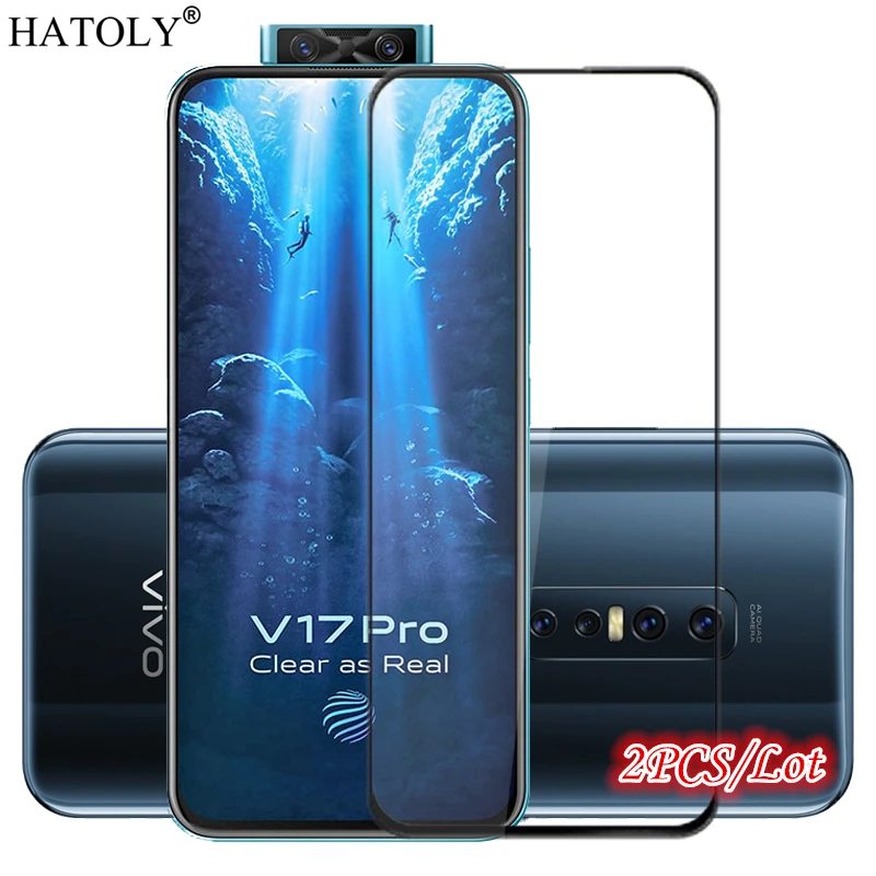 2 шт. для vivo V17 Pro закаленное стекло Защитная пленка экрана телефона полное клеевое