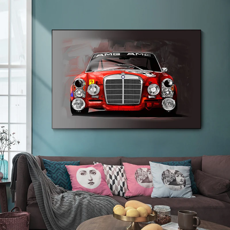 Vintage Classic Racing Car Posters And Print Pictures Red Cars Wall Art