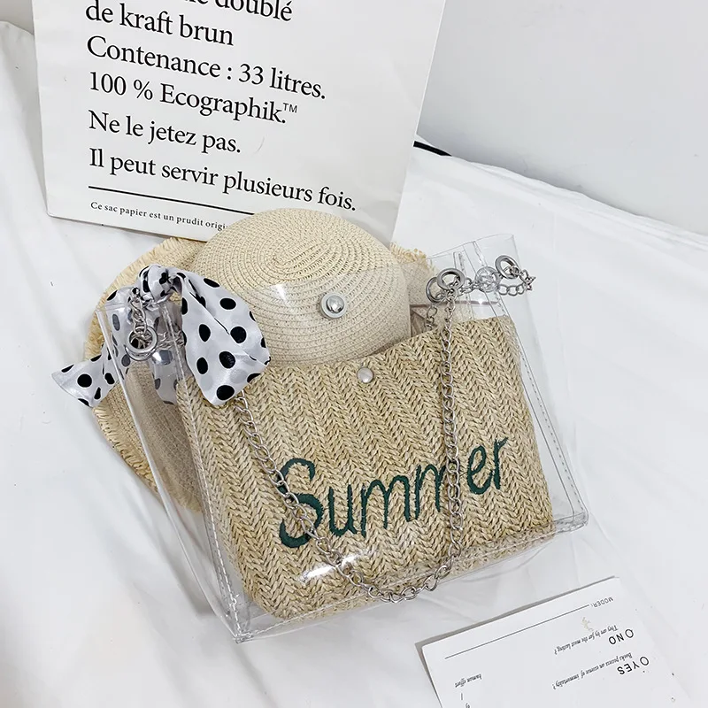 

Bag Women's 2019 New Style Korean-style Fashion Large Capacity Transparent Jelly Tote Bag INS New Style Hand Shoulder Large Bag