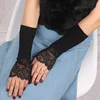 Sexy Hollow Lace Gloves Autumn Thin Long Knit Elastic Fingerless Fake Sleeves Women Half Finger Cycling Driving Warm Mittens M84 1