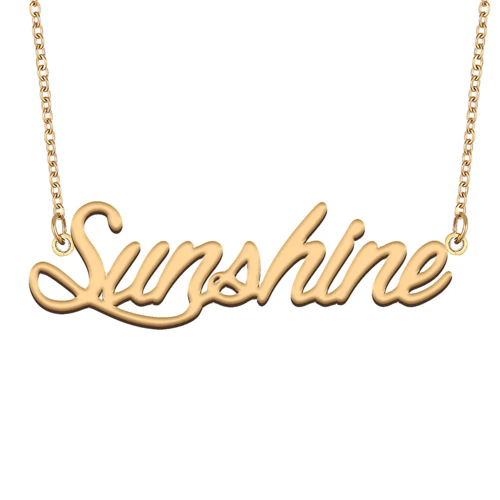 

Sunshine Name Necklace Personalized Women Stainless Steel Jewelry Gold Plated Nameplate Pendant Femme Mother Girlfriend Gift
