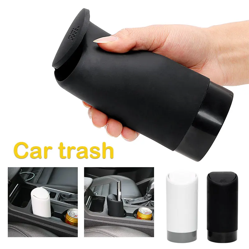 Rubbish Box Garbage Cup Creative Auto Rubbish Dustbin Trash Can Desktop Car Organizer Black/White Mini