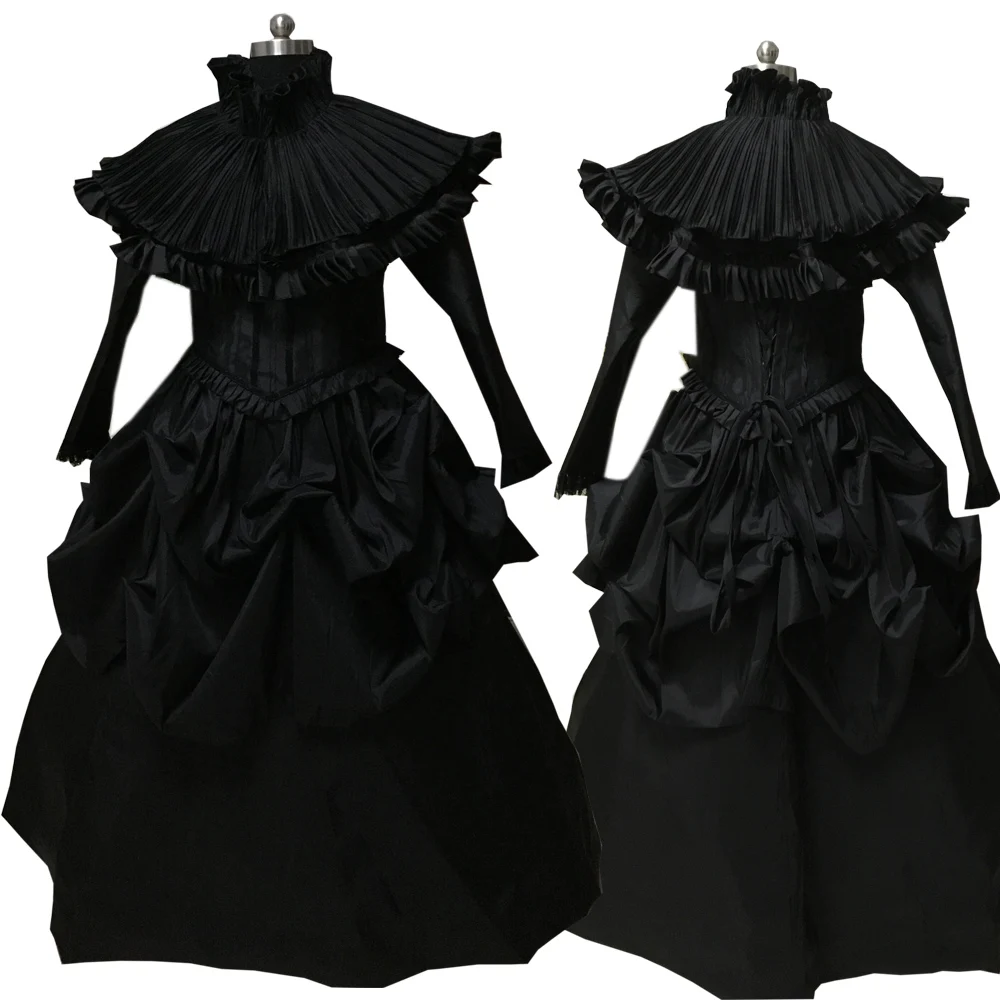 

2020 New black Vintage costumes 18th Duchess Retro medieval Renaissance Reenactment Theatre Civil war Victorian dress D-555