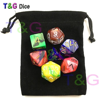 

7pcs Promotion Top Quality 2-color Dice Set with Nebula effect poker d&d d4,d6,d8,d10,d%,d12,d20 Polyhedral Dice, rpg game dice