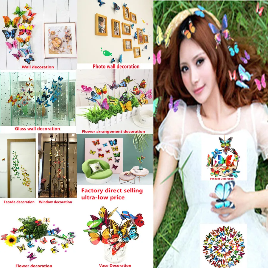 

Simulation Butterfly barrette 3D hairpin Magnet Home Furnishing Scene props wall sticker Children's room layout DIY accessories