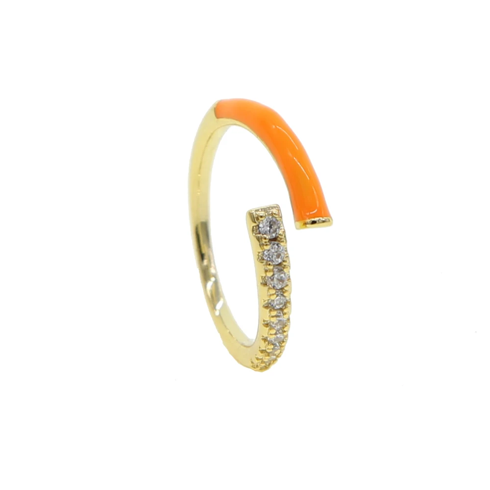 2020 new colorful pink green blue color Neon enamel adjustable size finger ring for women fluorescent fashion jewelry