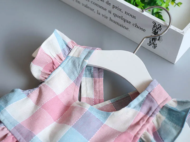 summer children's clothing baby girls fancy checked dress fashion casual plaid dresses for girls