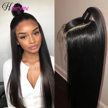 

Hairvev 13*4 Lace Front Human Hair Wigs 150% Density Straight Brazilian Lace Front Wigs For Black Women Remy Human Hair wigs