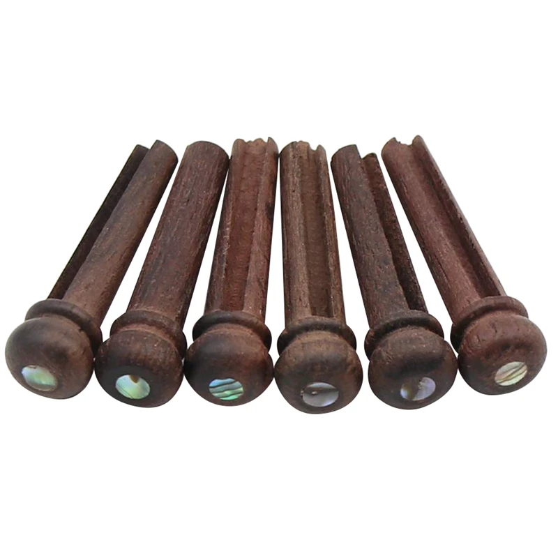 

6Pcs Wood Guitar Pins Rosewood Strings Pegs Slotted Endpin With Abalone Dot, Acoustic Guitar Bridge Parts Replacement & Accessor