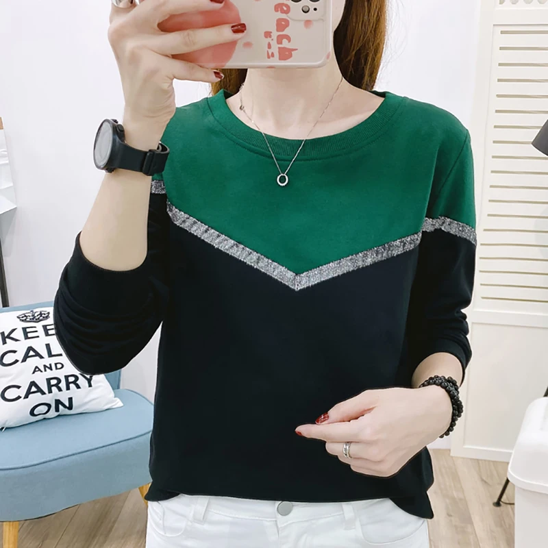 Shintimes 2022 Striped Sweatshirt Women Spring Autumn Pullover Colorblock Long Sleeve Top Korean Clothes White Vetement Femme