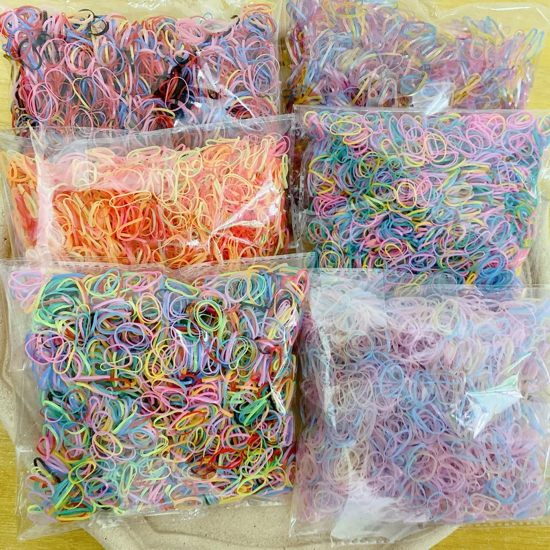 Cintas de goma desechables para niña , gomas pelo pequeñas bebe  niña,coleteros elasticos para el pelo, accesorios para el cabello , gomitas  pelo 1000/2000 piezas,gomillas trabas pelo niña