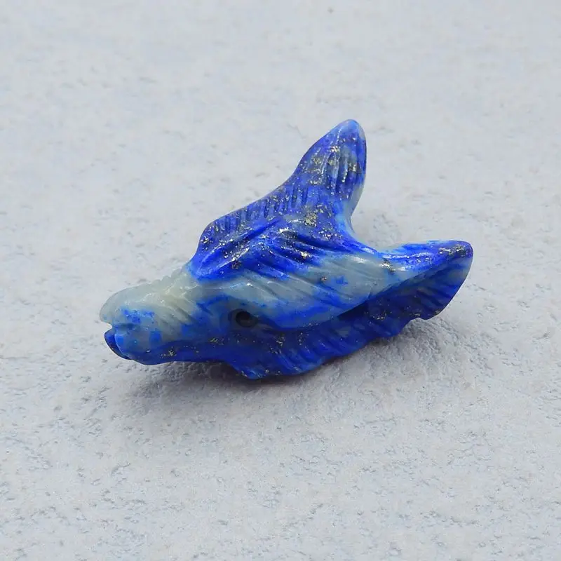 New Arrived Natural Stone Lapis Lazuli Handmade Animal Wolf Head Fashion Pendant Bead 27x17x10mm 5g