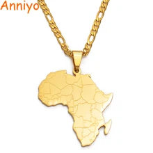 Anniyo хип-хоп стиль кулон Карта Африки ожерелья золотого цвета ювелирные изделия для женщин мужчин карты Африки Ювелирные изделия Подарки#043821