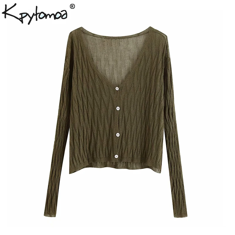 

Vintage Stylish Basic Short Style Knitted Cardigans Sweater Women 2019 Fashion V Neck Long Sleeve Outerwear Chic Pull Femme