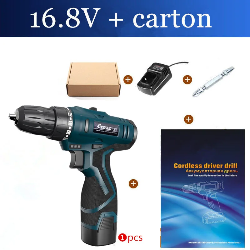 16.8V 1 battery LONGYUN Перезаряжаемые литий Батарея беспроводной домашний, алюминиевая крышка, 25В электрическое сверло стены 16,8 V электрическая отвертка с Пластик чехол - Цвет: 16.8V 1 battery