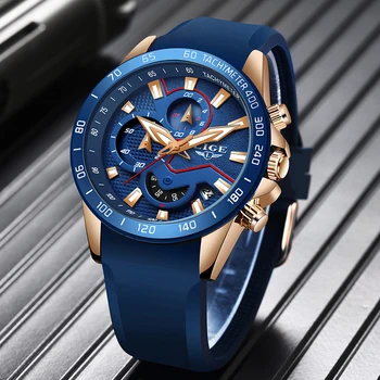 

2019 Fashion Blue Watches Mens Top Luxury Brand LIGE Military Waterproof Quartz Gold Clock Man Chronograph Relogio Masculino+Box