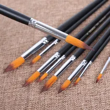 ZHUTING 9 шт. черная деревянная ручка с острым кончиком кисти набор нейлоновых волос художественные материалы для рисования акварель, масло, живопись холст