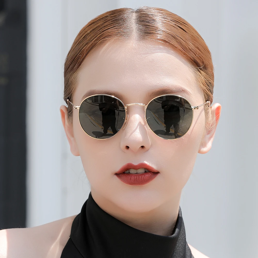 Retro Men Sunglasses Fashion Round Unisex Brand Designer Sun Glasses  Polarized Coating UV400 Female Eyewear For Male Women V3448