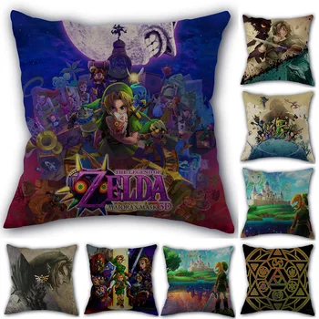 

Custom Zelda Anime Cartoon Pillowcase Cotton Linen Fabric Home Textile Square Pillowcase 45X45cm Wedding Decorative No Fade