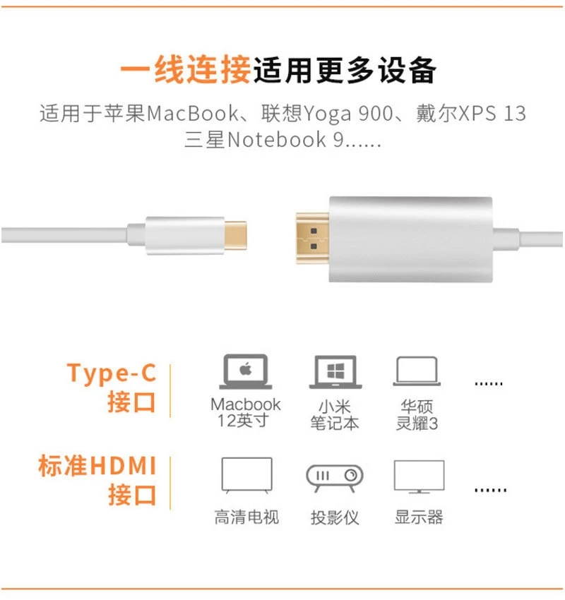 Тип-c к HDMI hdmi 4K usb3.1 к hdmi для мобильного телефона huawei samsung, подключенного к ТВ видео линии