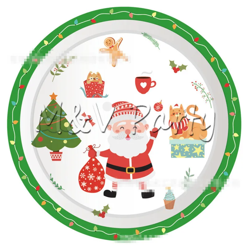 69pcs/lot New Year's Eve Christmas Theme Party Paper Cup Plate Set Party Disposable Tableware Set Party Decorations Supplies