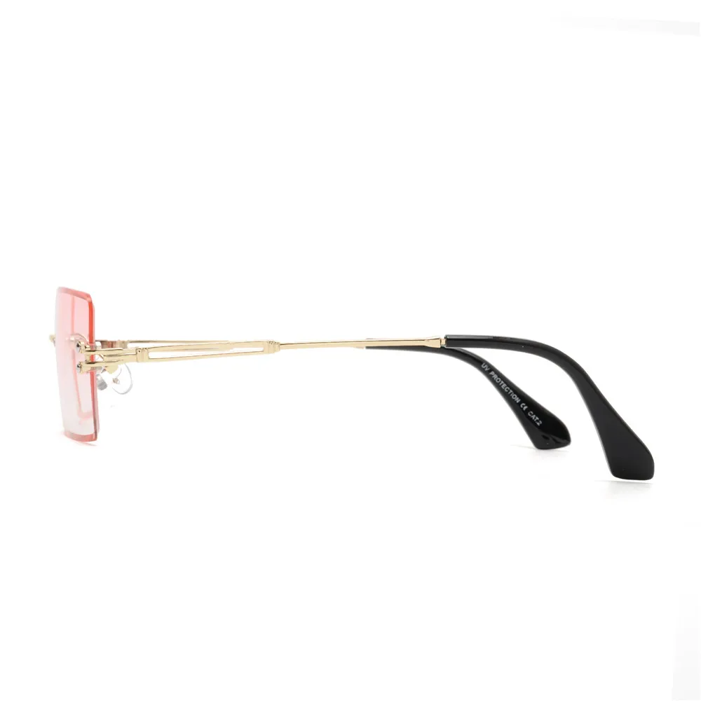 black cat eye sunglasses JM 2022 New Fashion Rectangle Women Sunglasses Gradient Lens Pink Brand Design Square Rimless Shades UV400 big sunglasses for women