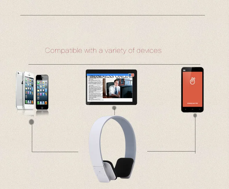 FIMILEF Smart Wireless Headphone Bluetooth Stereo Headset with MIC Support 3.5mm Stereo Audio Handsfree for Mobile Phone Tablet